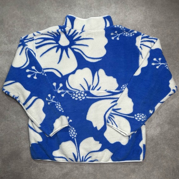 Duvin Paradise Zip Hawaii Hibiscus Sherpa Size XL Blue White - Picture 2 of 6